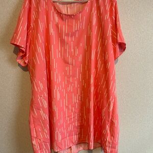 Women’s Plus Size Blouse Or Short Dress, Versatile, Pink And White, Size 5XL